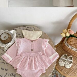 Knitted Baby Girl 2-Piece Set – Blush Pink