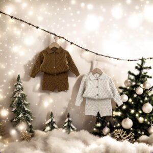 Luxury Beige Knitted Boys’ Two-Piece Set