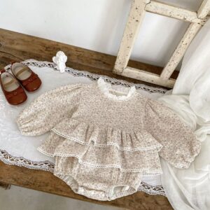 Vintage Floral Ruffle Romper