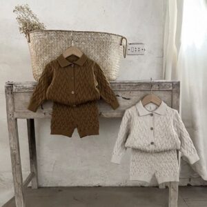 Luxury Beige Knitted Boys’ Two-Piece Set